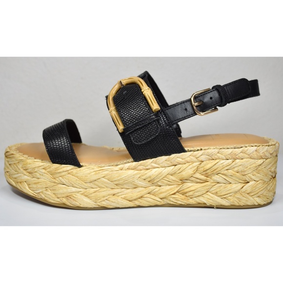 DOLCE VITA NIB CHERA ONYX EMBOSSED LEATHER PLATFORM SLINGBACK SANDAL. SIZE 7.5M - Picture 6 of 13